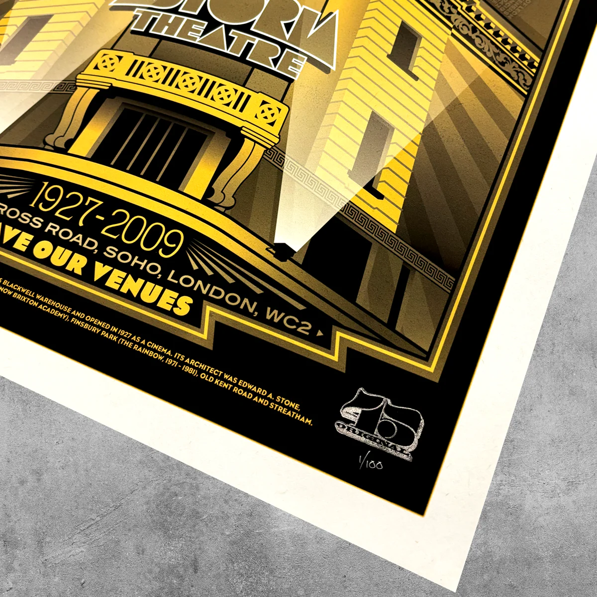 London Astoria ‘Gold’ Poster Print – Limited Edition Of Only 50