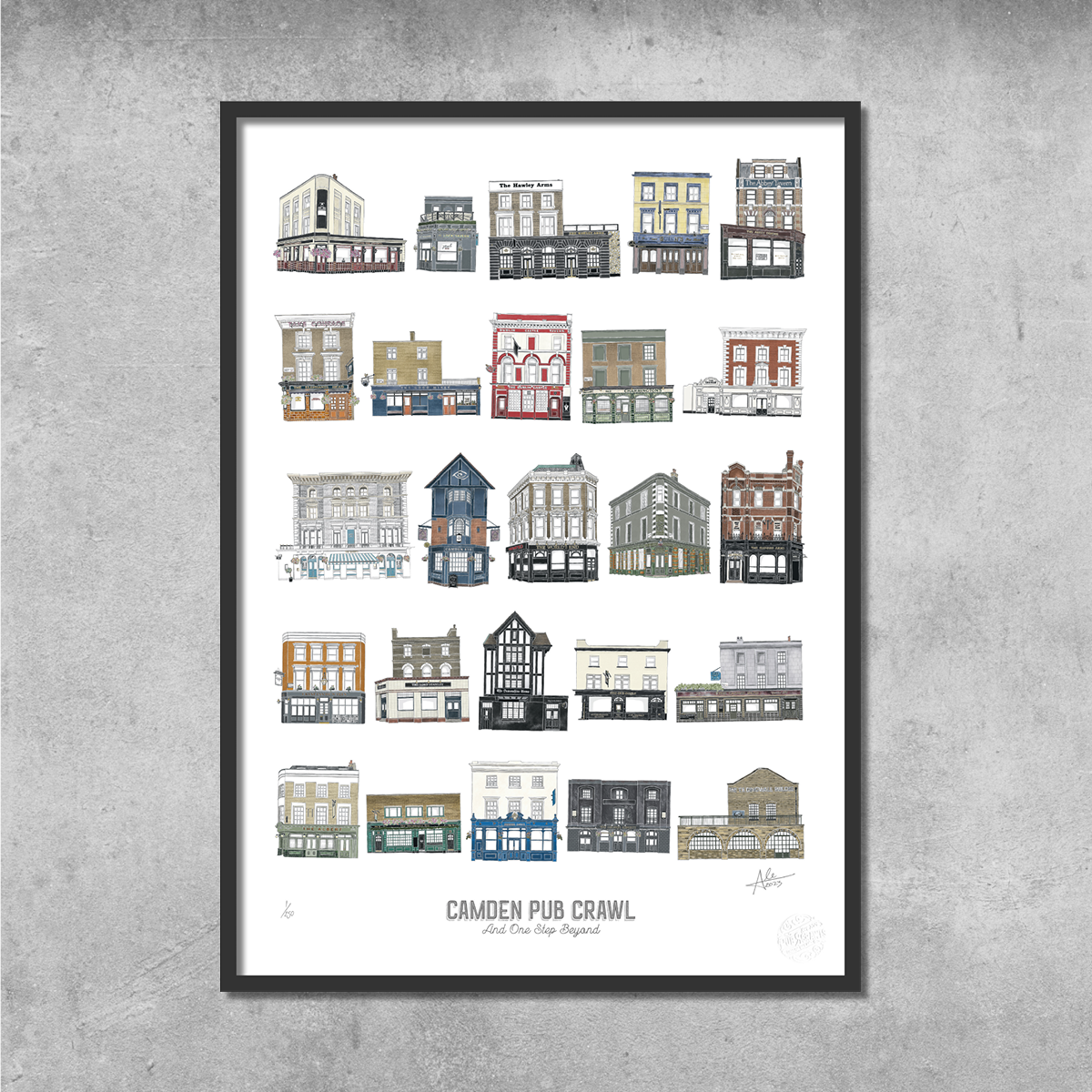 Camden Pub Crawl – Limited Edition of 250 – 50x70cm Portrait Prints