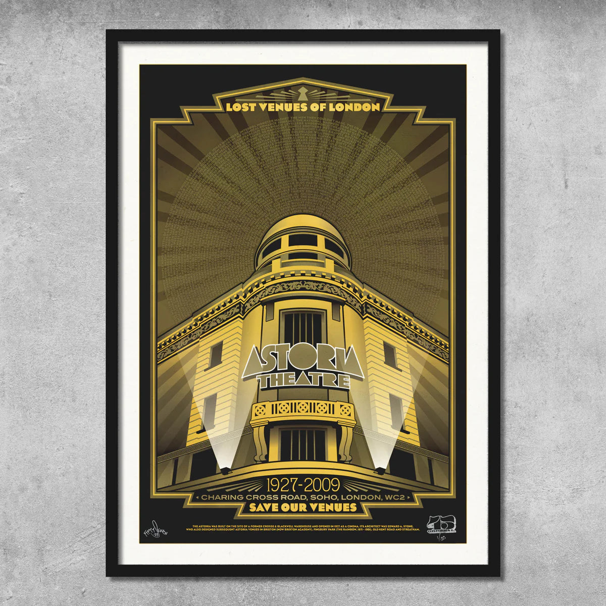 London Astoria ‘Gold’ Poster Print – Limited Edition Of Only 50