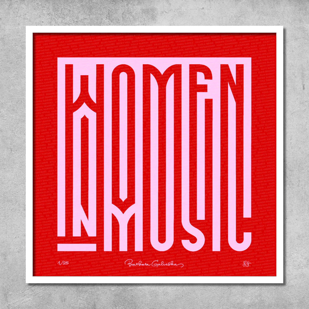 'Women In Music' Red and Light Pink Print - Limited Edition of 25