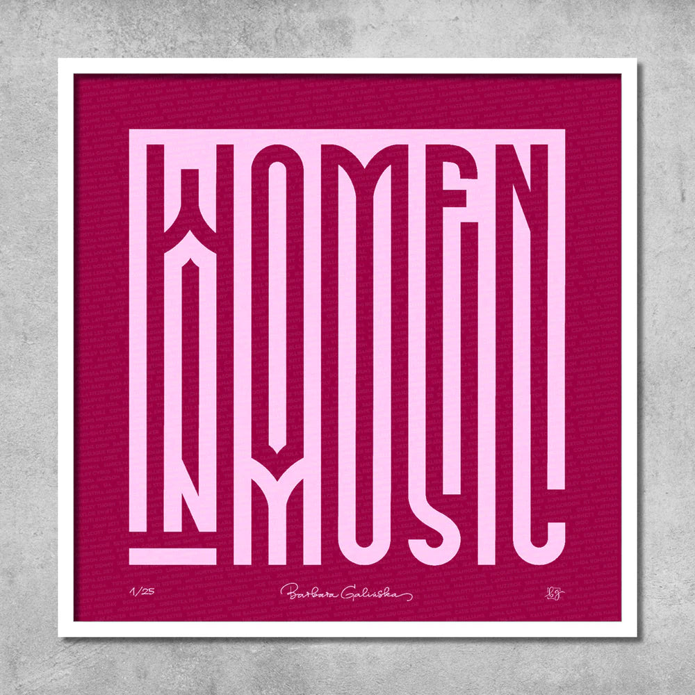 'Women In Music' Maroon and Light Pink Print - Limited Edition of 25