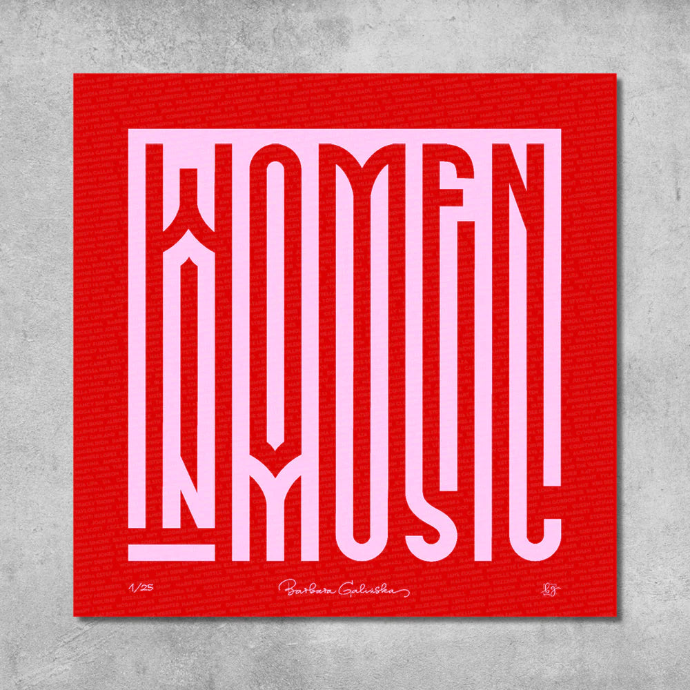 'Women In Music' Red and Light Pink Print - Limited Edition of 25