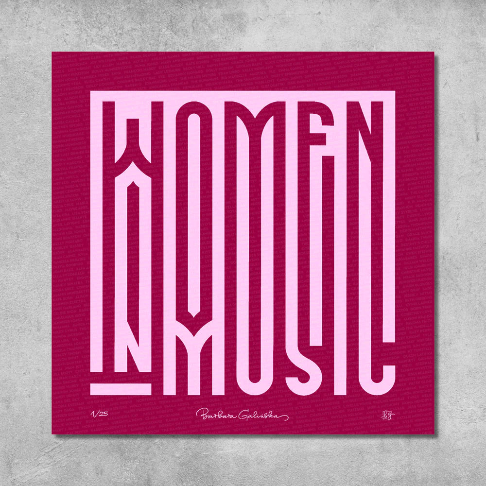 'Women In Music' Maroon and Light Pink Print - Limited Edition of 25