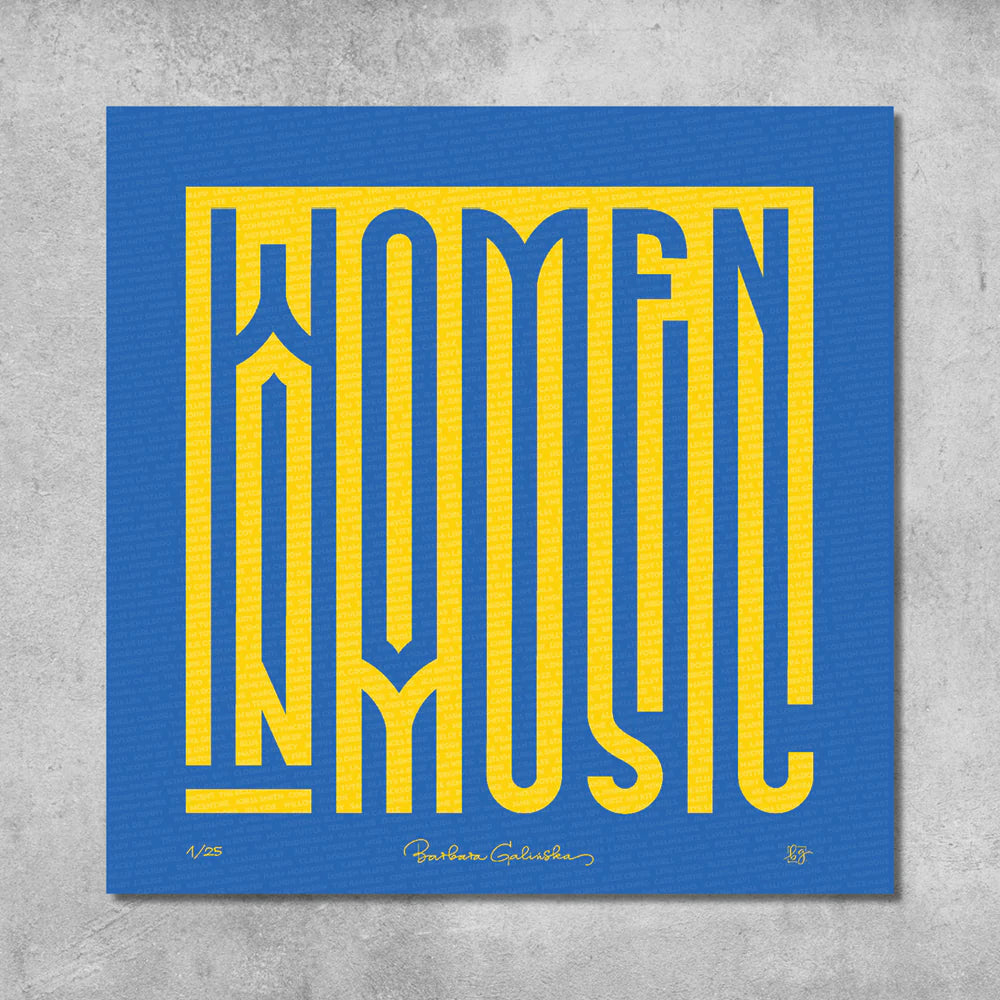 'Women In Music' Blue and Yellow Print - Limited Edition of 25