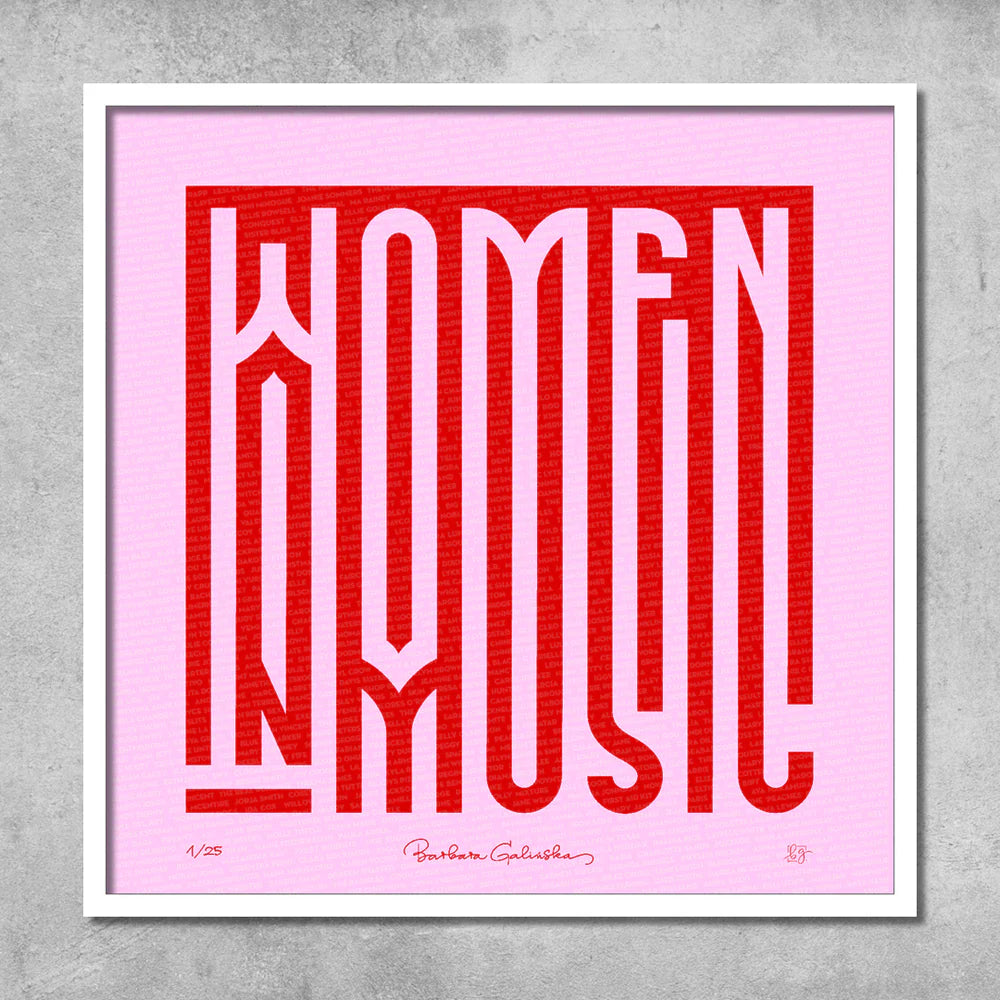 'Women In Music' Light Pink and Red Print - Limited Edition of 25