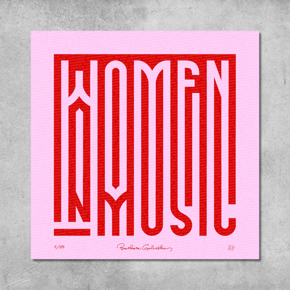 'Women In Music' Light Pink and Red Print - Limited Edition of 25